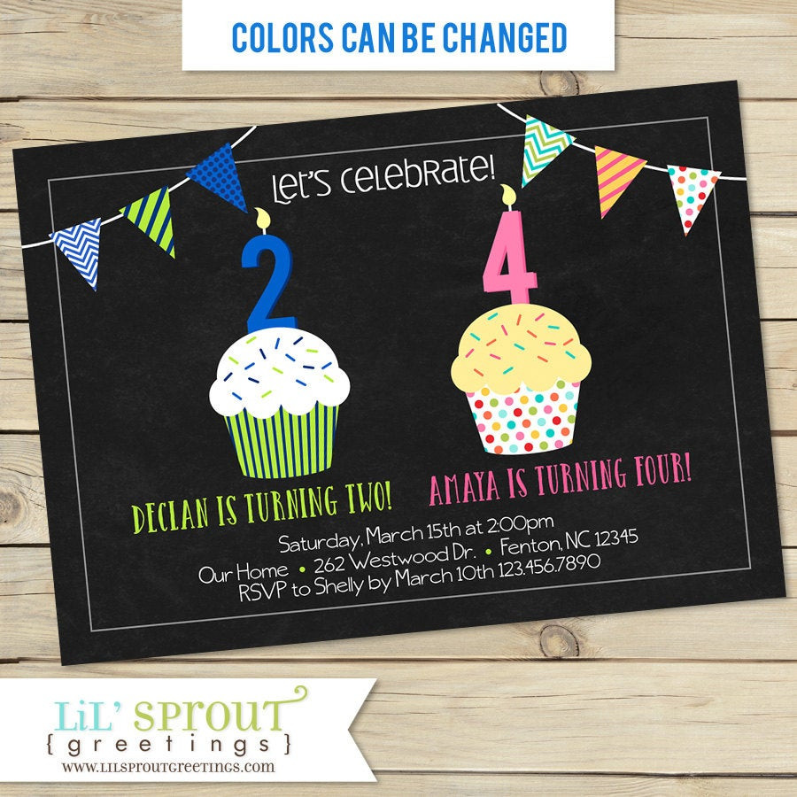 Best ideas about Sibling Birthday Party Invitations
. Save or Pin Sibling Double Birthday Party Invitation by lilsproutgreetings Now.