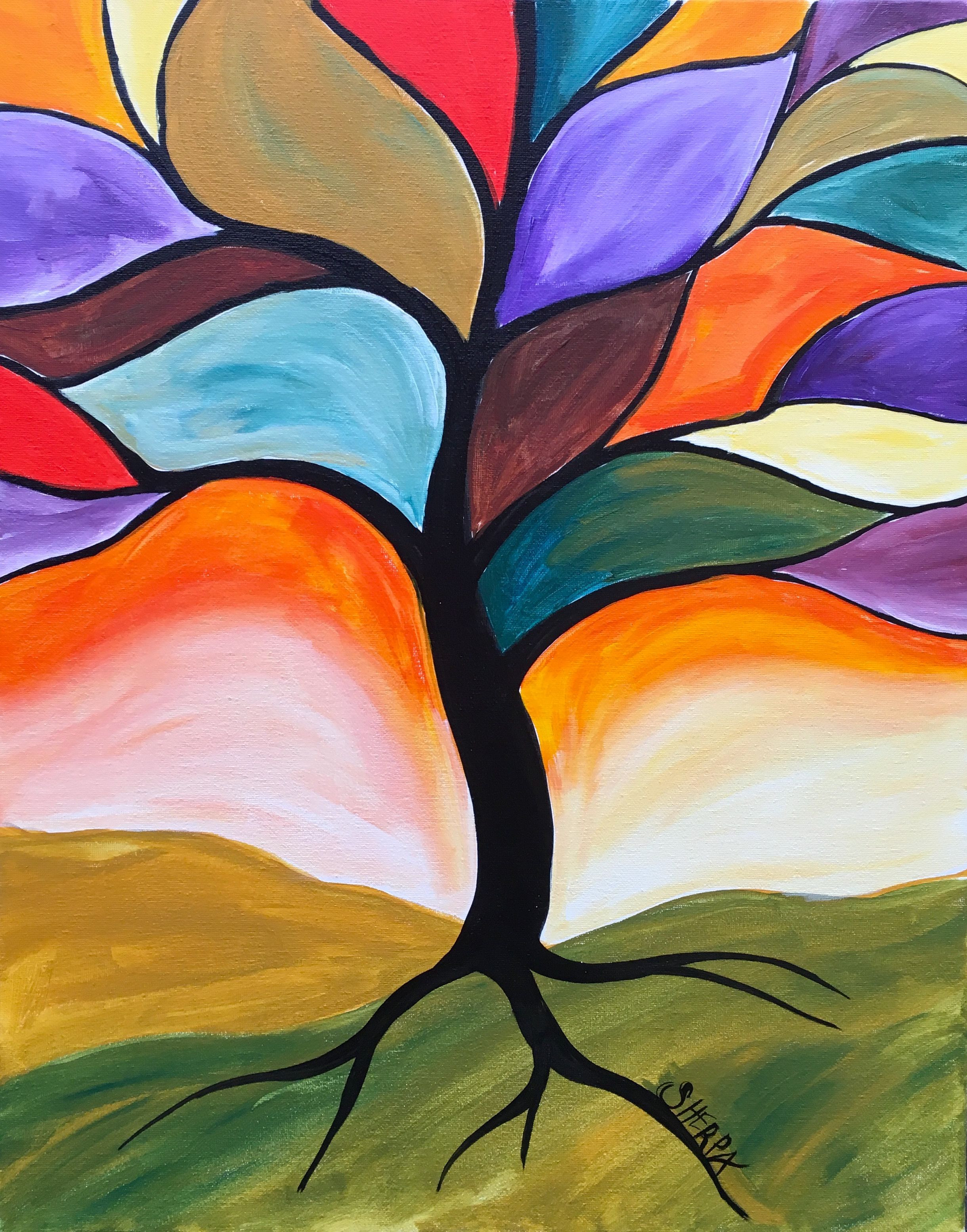 Best ideas about Simple Painting Ideas For Beginners
. Save or Pin Fall Stained Glass Tree Easy Peasy Acrylic painting lesson Now.