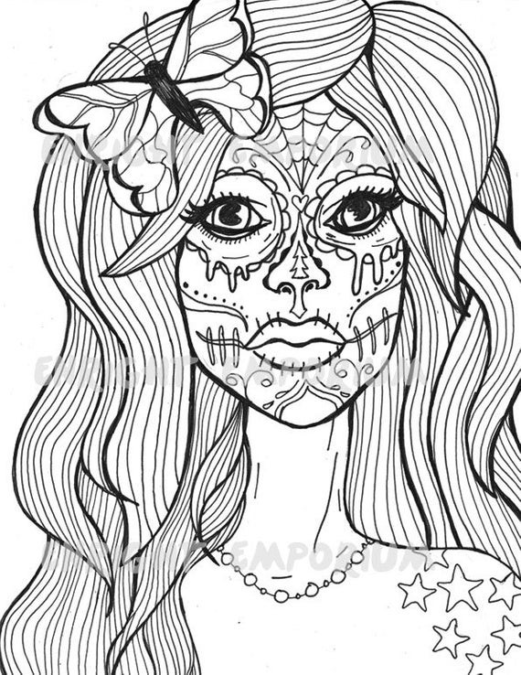 Best ideas about Skull Faced Girls Coloring Pages For Teens
. Save or Pin Items similar to Sugar Skull Girl Coloring Page Download Now.