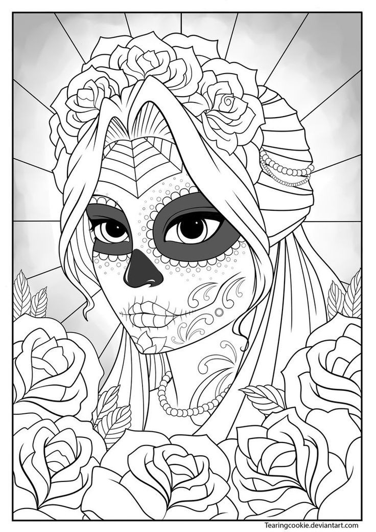 Best ideas about Skull Faced Girls Coloring Pages For Teens
. Save or Pin Sugar Skull Girl Colouring Page by TearingCookie on Now.