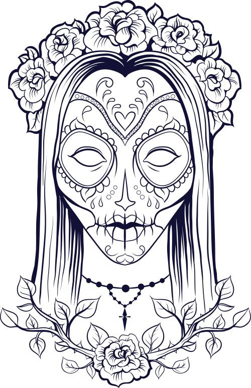 Best ideas about Skull Faced Girls Coloring Pages For Teens
. Save or Pin Sugar Skull Coloring Page 9 ColorING Now.