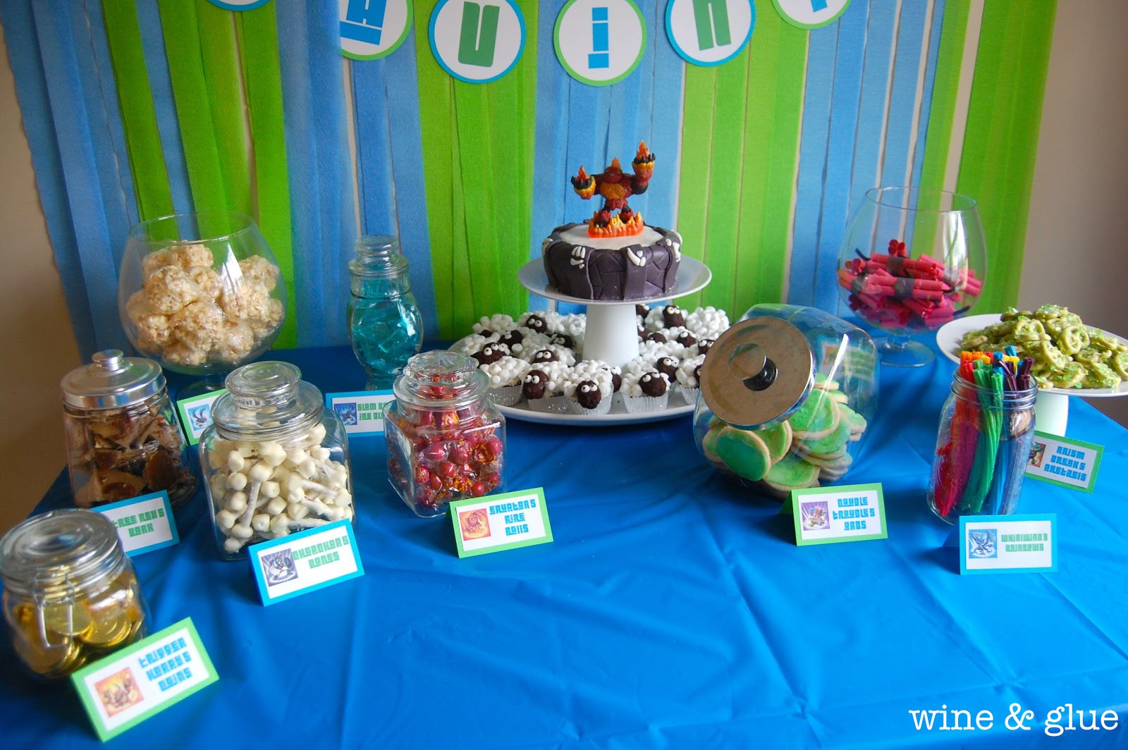 Best ideas about Skylanders Birthday Party
. Save or Pin Skylander Party Candy Table Wine & Glue Now.
