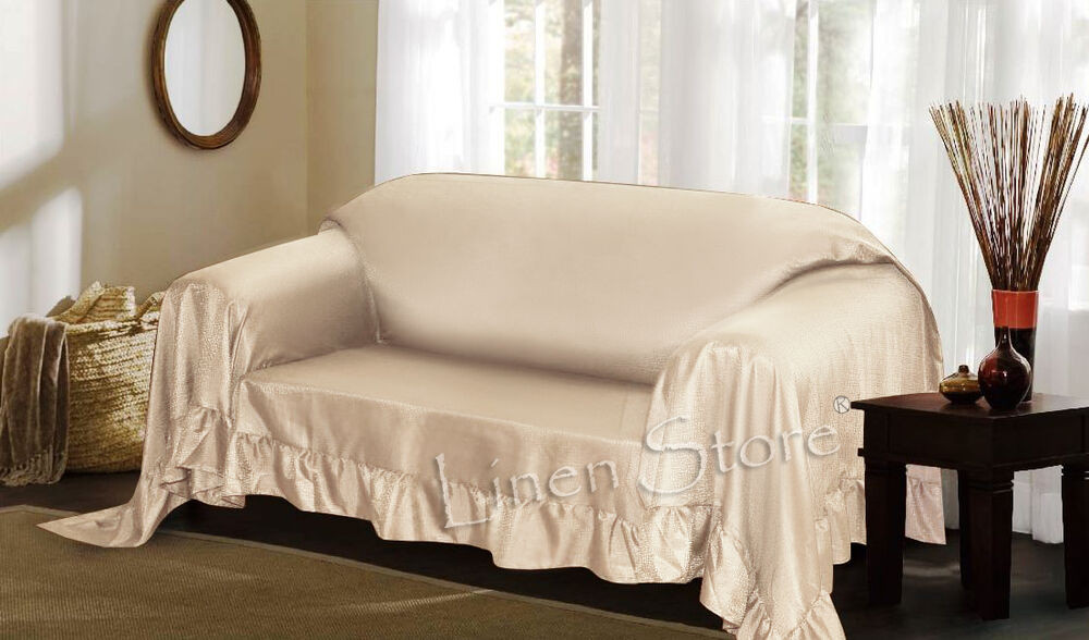 Best ideas about Slip Covers For Sofa
. Save or Pin IVORY VENICE FURNITURE THROW COVER FANCY RUFFLE BORDER Now.