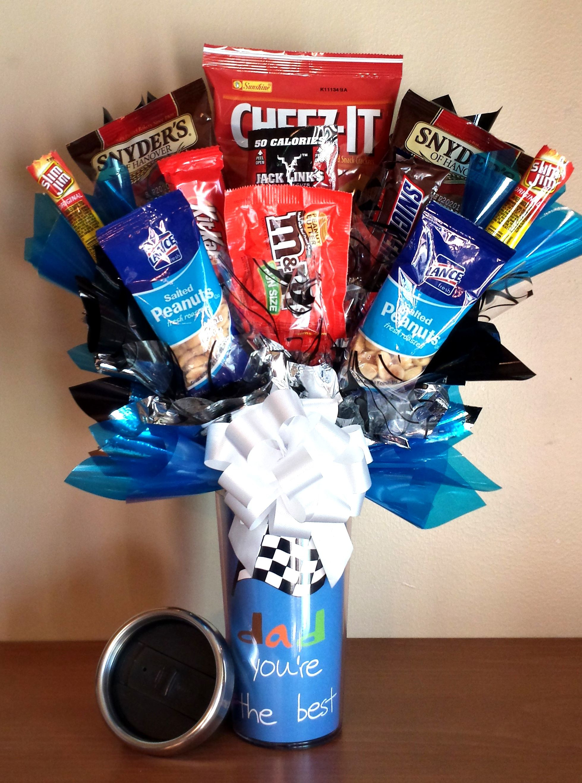Best ideas about Snack Gift Basket Ideas
. Save or Pin Father s Day candy bouquet snack basket cup Now.