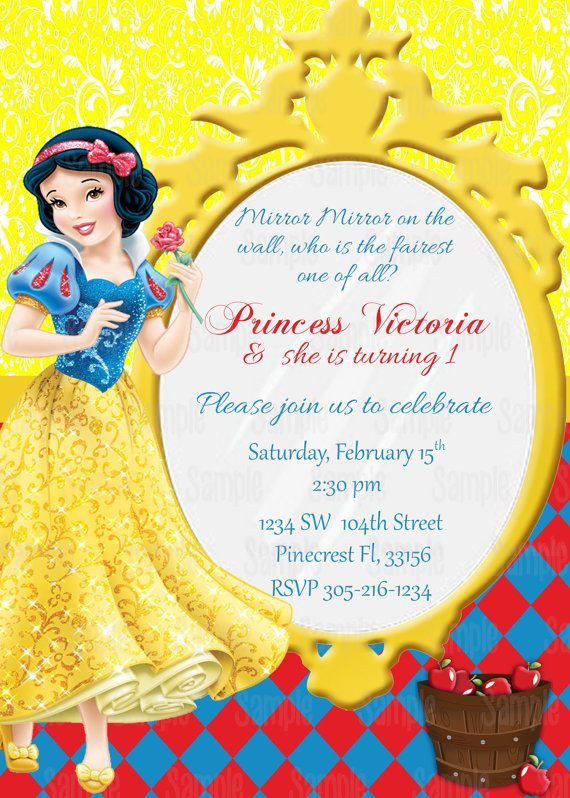 Best ideas about Snow White Birthday Invitations
. Save or Pin Snow White Printable Birthday Party Invitation in 2019 Now.