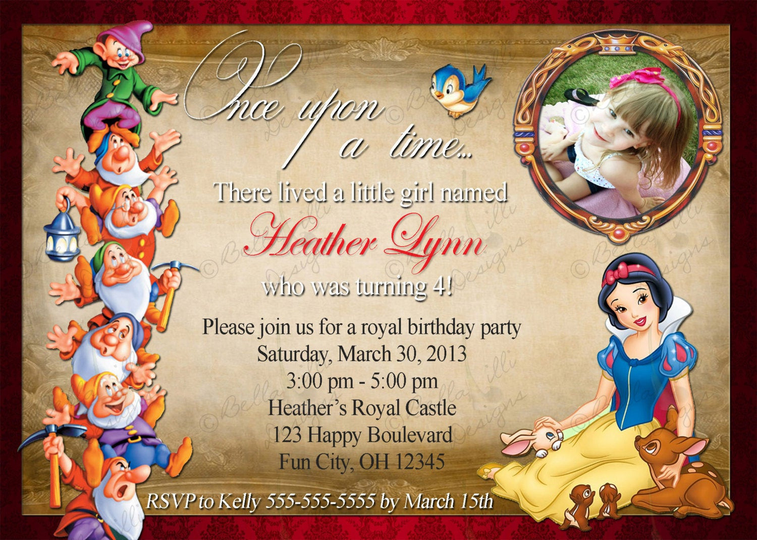 Best ideas about Snow White Birthday Invitations
. Save or Pin Snow White Birthday Invitation Digital File JPEG DIY Now.