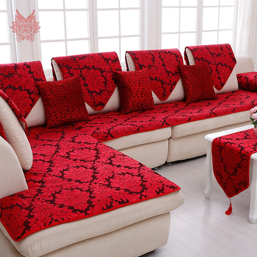 Best ideas about Sofa Covers For Sectional
. Save or Pin Classic red floral jacquard terry cloth sofa cover plush Now.