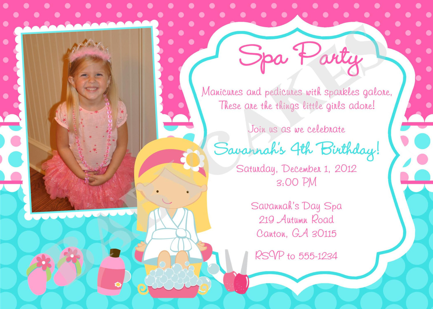 Best ideas about Spa Birthday Party Invitations
. Save or Pin Spa Party Birthday Invitation Invite Pink aqua Now.