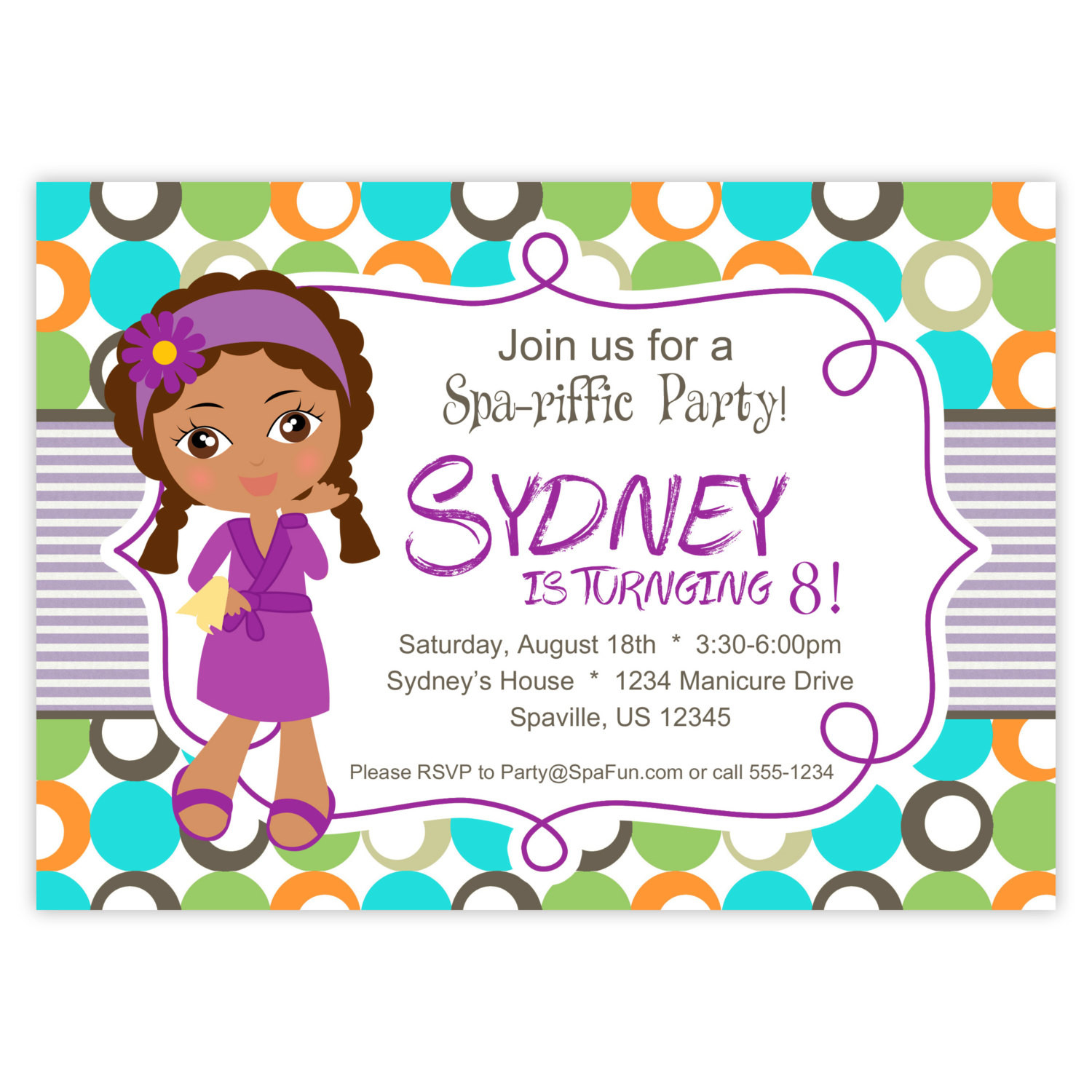 Best ideas about Spa Birthday Party Invitations
. Save or Pin Spa Party Invitation Lime Turquoise and Orange Polka Dots Now.