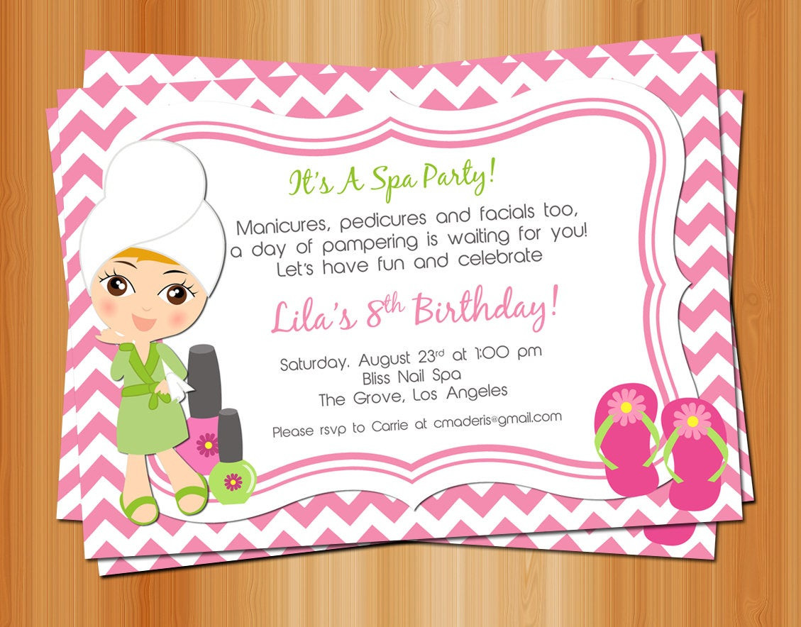 Best ideas about Spa Birthday Party Invitations
. Save or Pin Printable Girl Spa Birthday Party Invitation manicure Now.