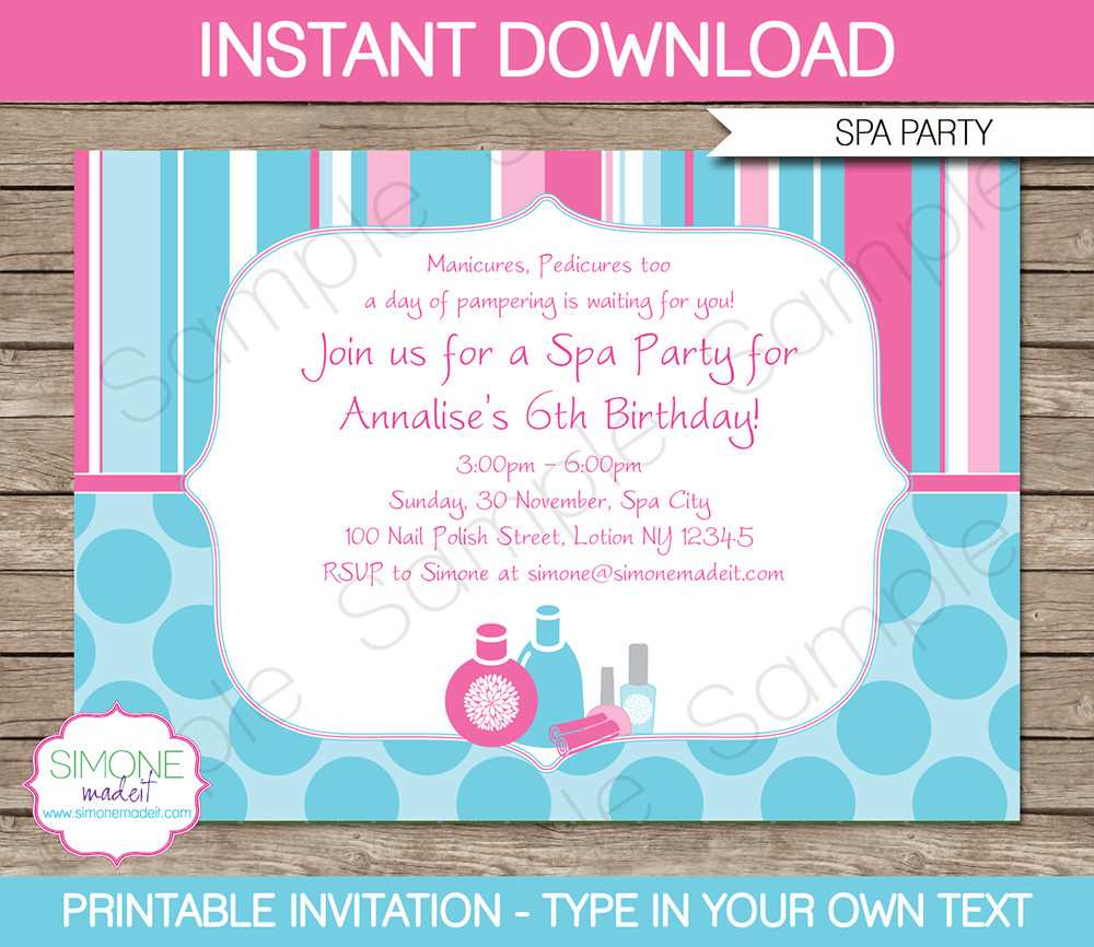 Best ideas about Spa Birthday Party Invitations
. Save or Pin Spa Party Invitations Template Now.