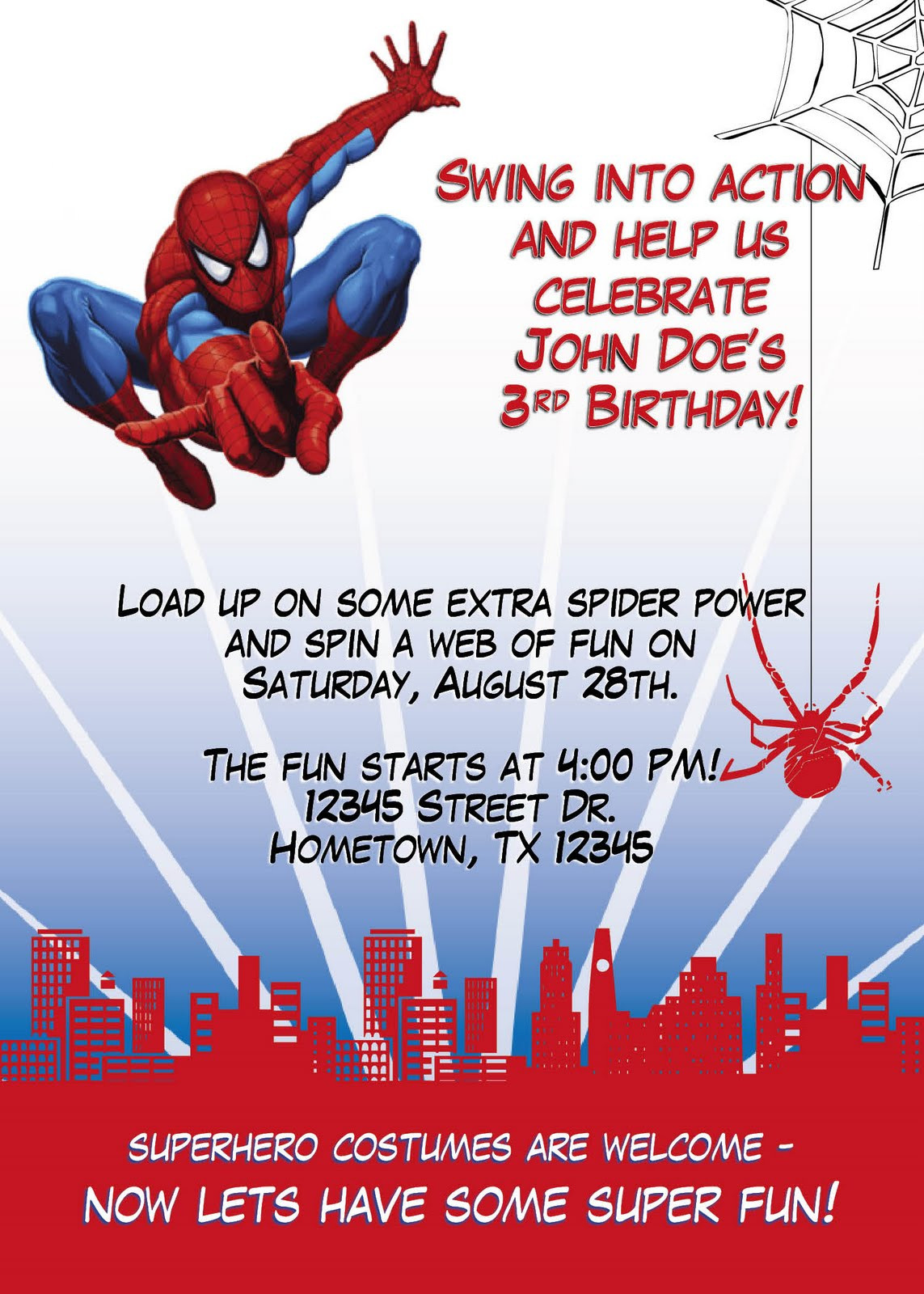 Best ideas about Spiderman Birthday Invitations
. Save or Pin Leslie Designs Stuff Spiderman Birthday Party Invitation Now.