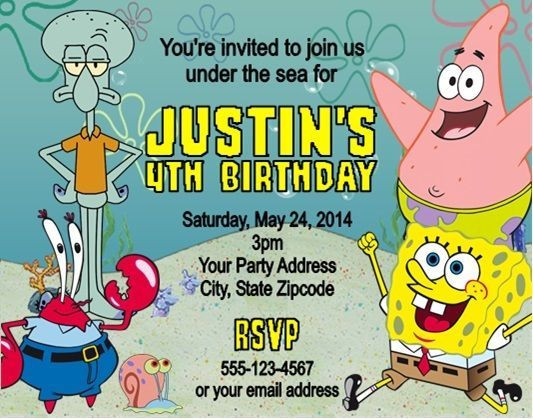 Best ideas about Spongebob Birthday Invitations
. Save or Pin Spongebob Squarepants Patrick Birthday Party Invitations Now.