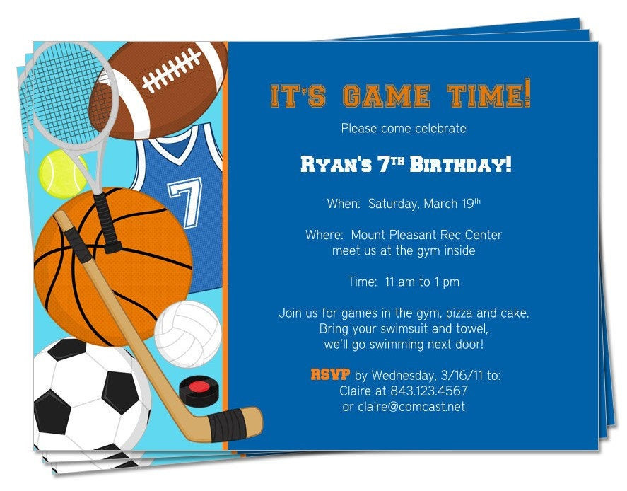 Best ideas about Sports Birthday Invitations
. Save or Pin PRINTABLE Birthday Sports Theme Invitation by Now.