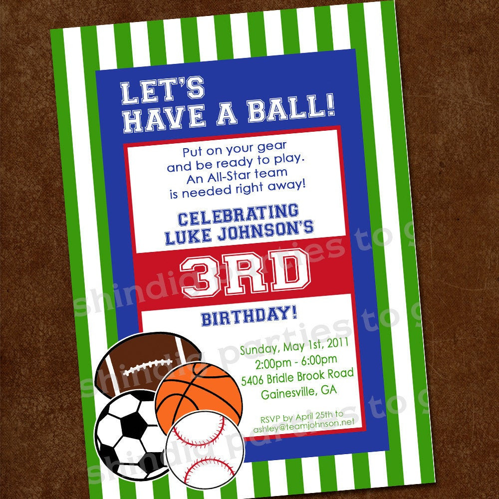 Best ideas about Sports Birthday Invitations
. Save or Pin Sports Birthday Invitation Sports Party Invitation 1st Now.