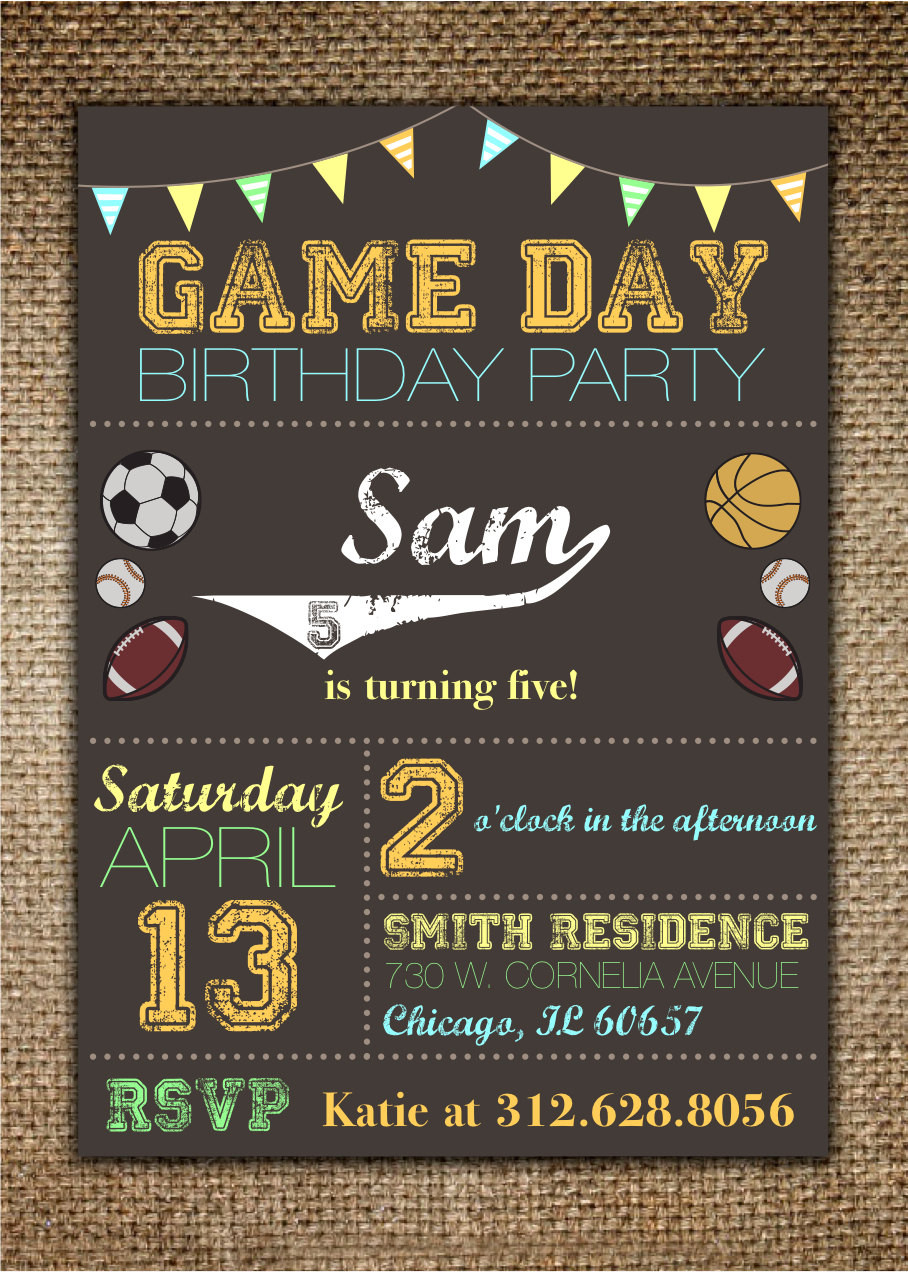 Best ideas about Sports Themed Birthday Invitations
. Save or Pin Children s Birthday Invitation Sports Theme Game Day Now.