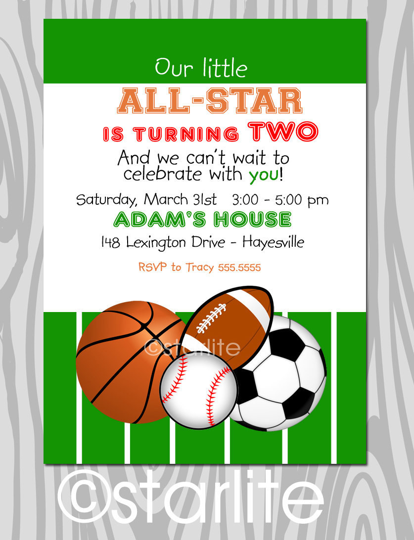 Best ideas about Sports Themed Birthday Invitations
. Save or Pin All Star Birthday Party invitation Sports theme by starwedd Now.