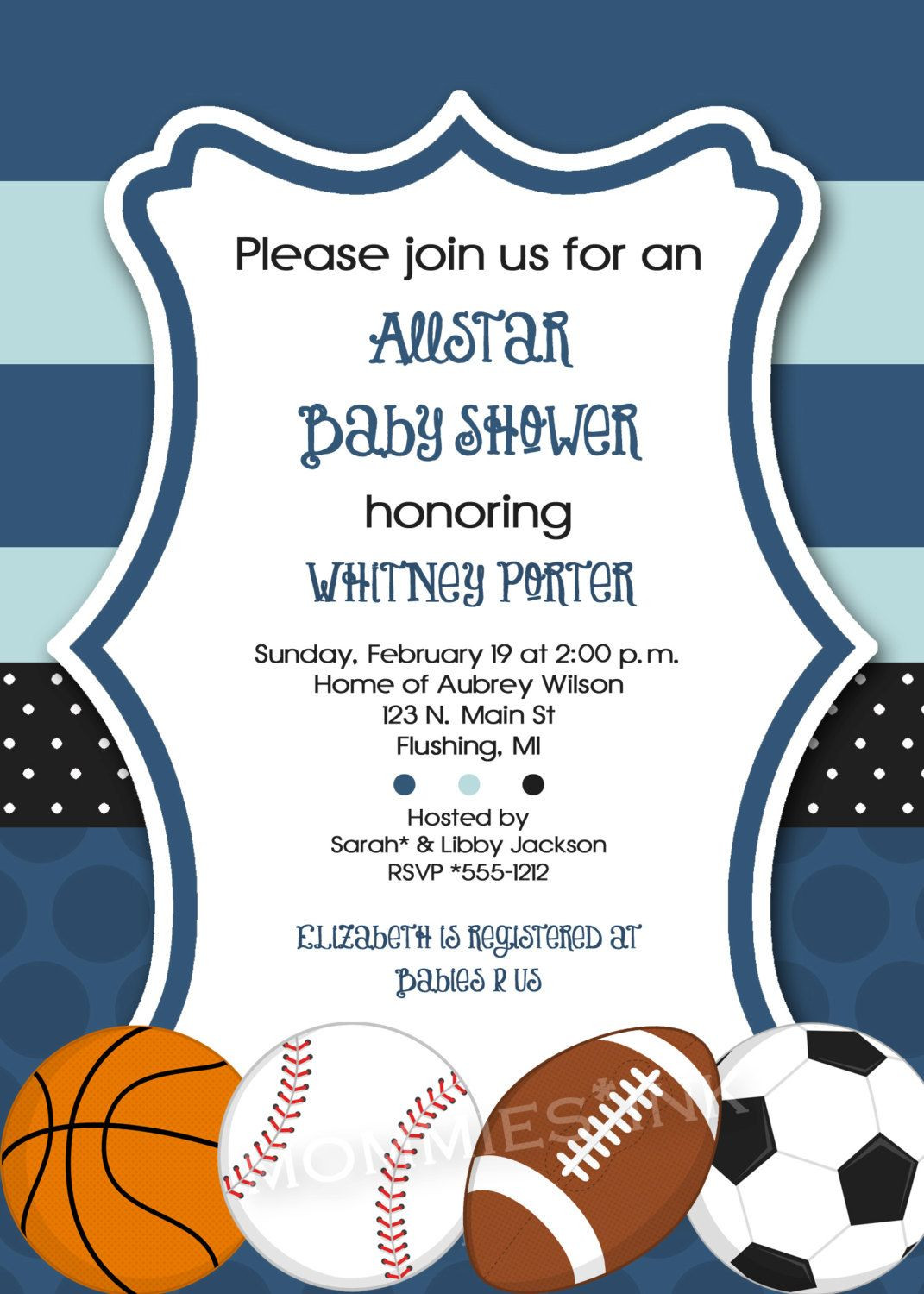 Best ideas about Sports Themed Birthday Invitations
. Save or Pin Mod Allstar Sports Theme Baby Shower Invitation All Star Now.