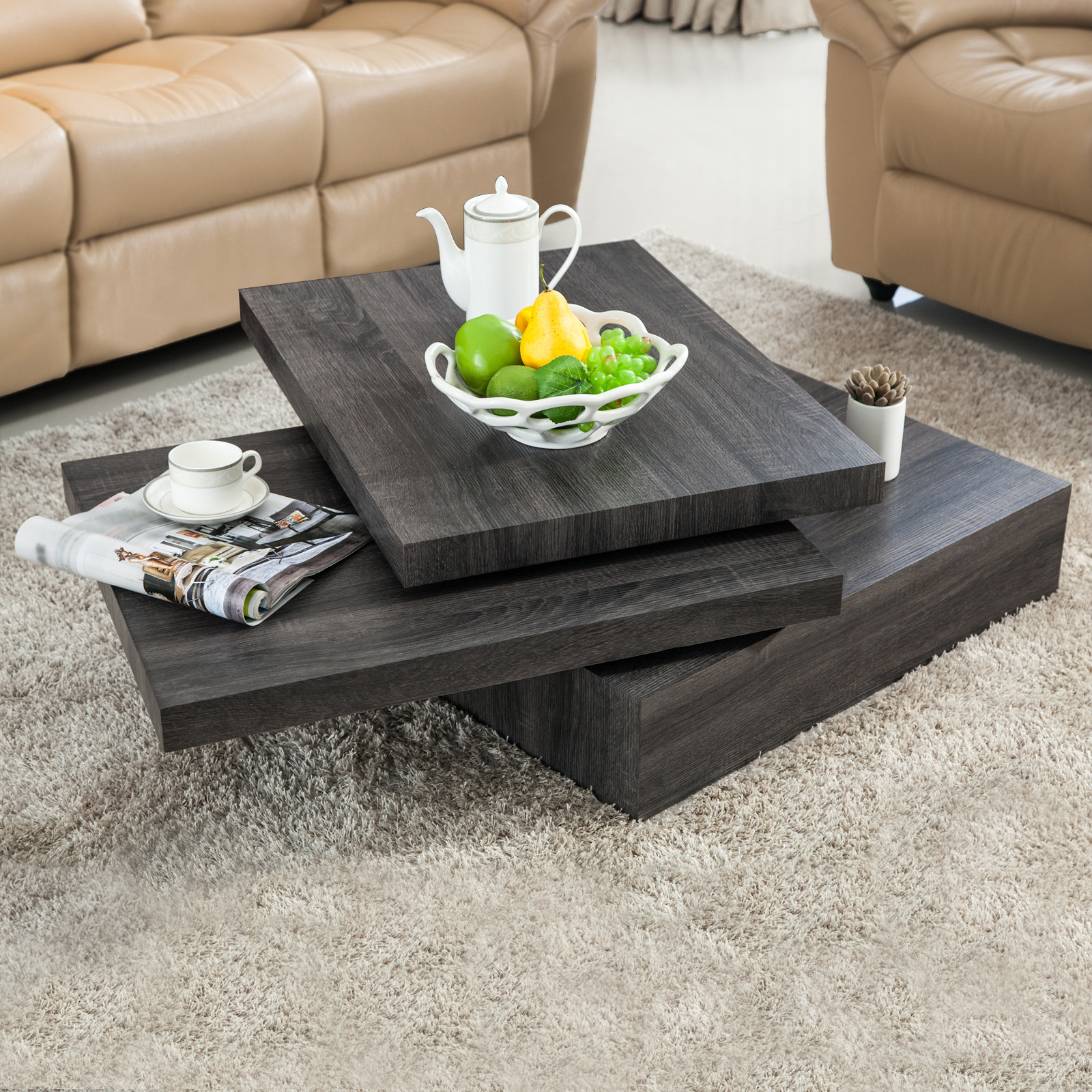 Best ideas about Square Wood Coffee Table
. Save or Pin Oak Square Rotating Wood Coffee Table with 3 Layers Home Now.