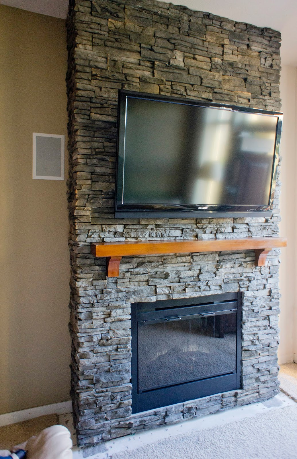 Best ideas about Stacked Stone Fireplace
. Save or Pin Hirondelle Rustique DIY Stacked Stone Fireplace First Now.