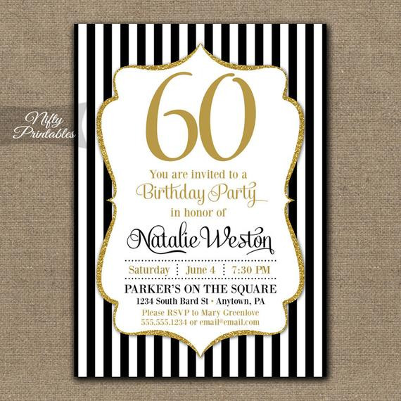 Best ideas about Staples Birthday Invitations
. Save or Pin 60th Birthday Invitations Black & Gold Glitter 60 Bday Now.