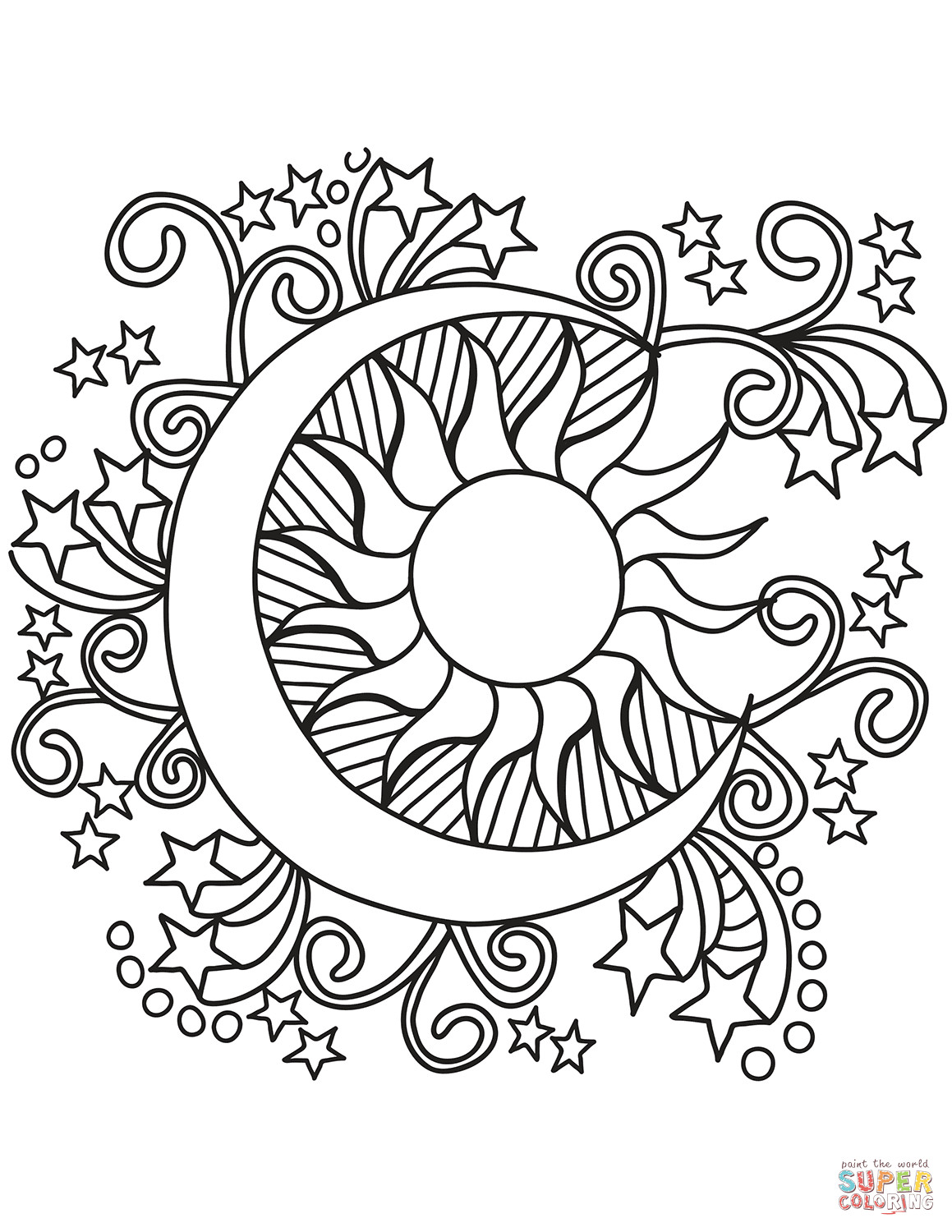 Best ideas about Star And Moon Preschool Coloring Sheets
. Save or Pin Pop Art Sun Moon and Stars coloring page Now.