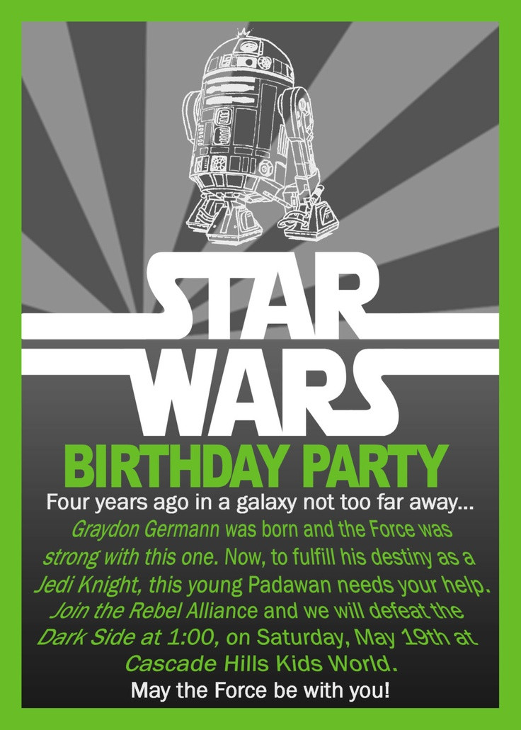 Best ideas about Star Wars Birthday Invitations
. Save or Pin Star Wars Birthday Invitation $10 00 via Etsy Now.