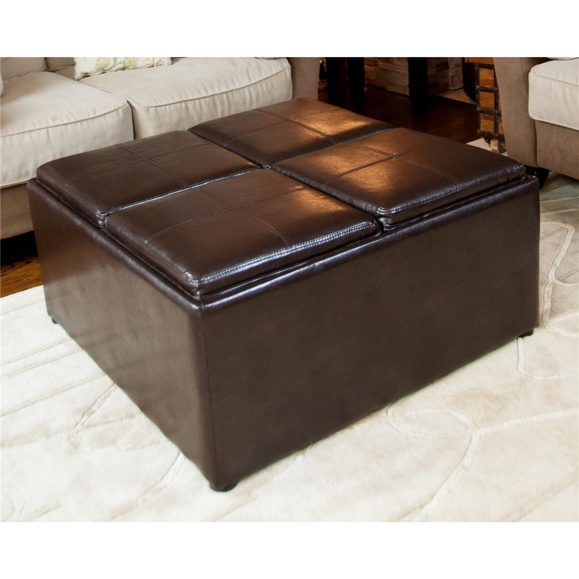 Best ideas about Storage Ottoman Coffee Table
. Save or Pin Avalon Coffee Table Storage Ottoman with 4 Serving Trays Now.