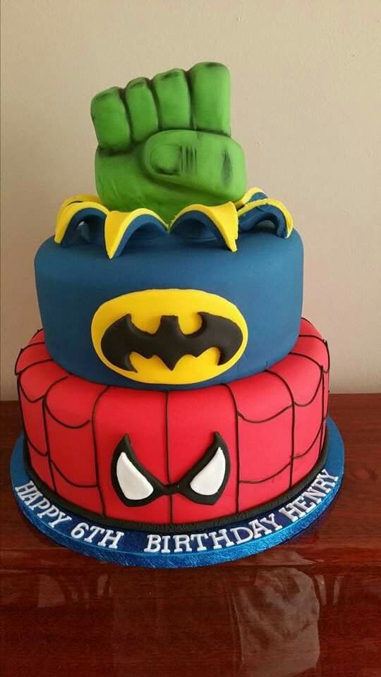 Best ideas about Super Hero Birthday Cake
. Save or Pin Superhero themed birthday cake Spiderman batman and hulk Now.
