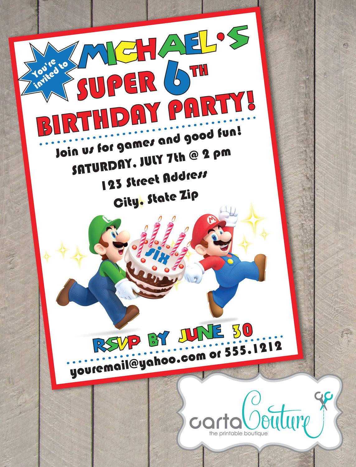 Best ideas about Super Mario Birthday Invitations
. Save or Pin Super Mario Bros DIY Printable Birthday Invitation by Carta Now.