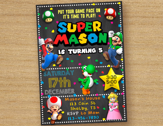 Best ideas about Super Mario Birthday Invitations
. Save or Pin Super Mario Invite Super Mario Brothers Birthday Invitation Now.