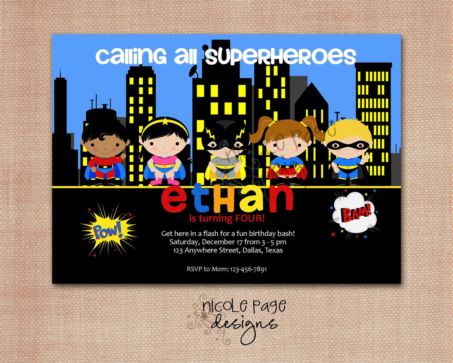Best ideas about Superhero Birthday Invitations
. Save or Pin Superhero Birthday Invitation Print Your Own 5x7 digital Now.