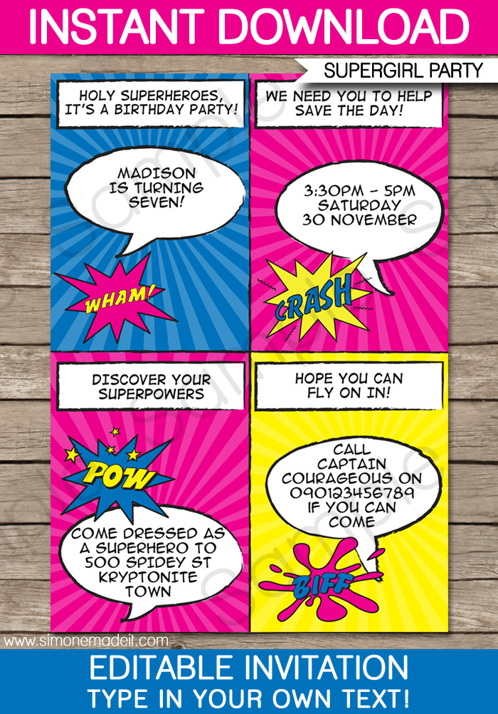 Best ideas about Superhero Birthday Invitations Templates Free
. Save or Pin Superhero Girl Party Invitations Template Now.