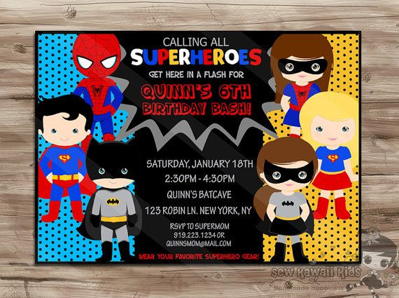 Best ideas about Superheroes Birthday Party Invitations
. Save or Pin SUPERHERO Invite Superhero Invite Boys Girls superhero Now.