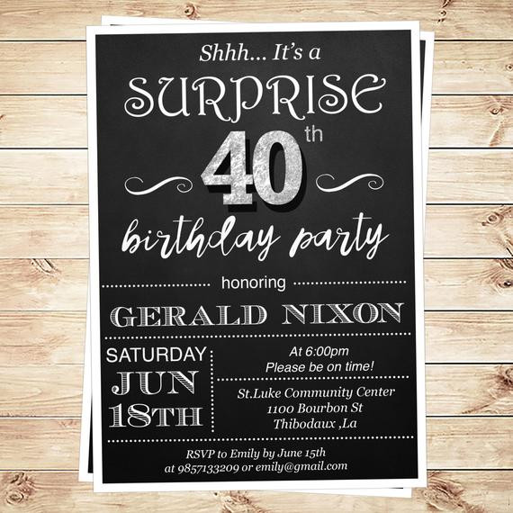 Best ideas about Surprise 40th Birthday Invitations
. Save or Pin Surprise 40th birthday invitation Adult by DIYPartyInvitation Now.