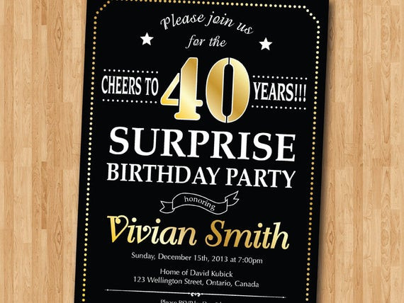 Best ideas about Surprise 40th Birthday Invitations
. Save or Pin Surprise 40th birthday invitation 30th 50th 60th 70th 80th Now.