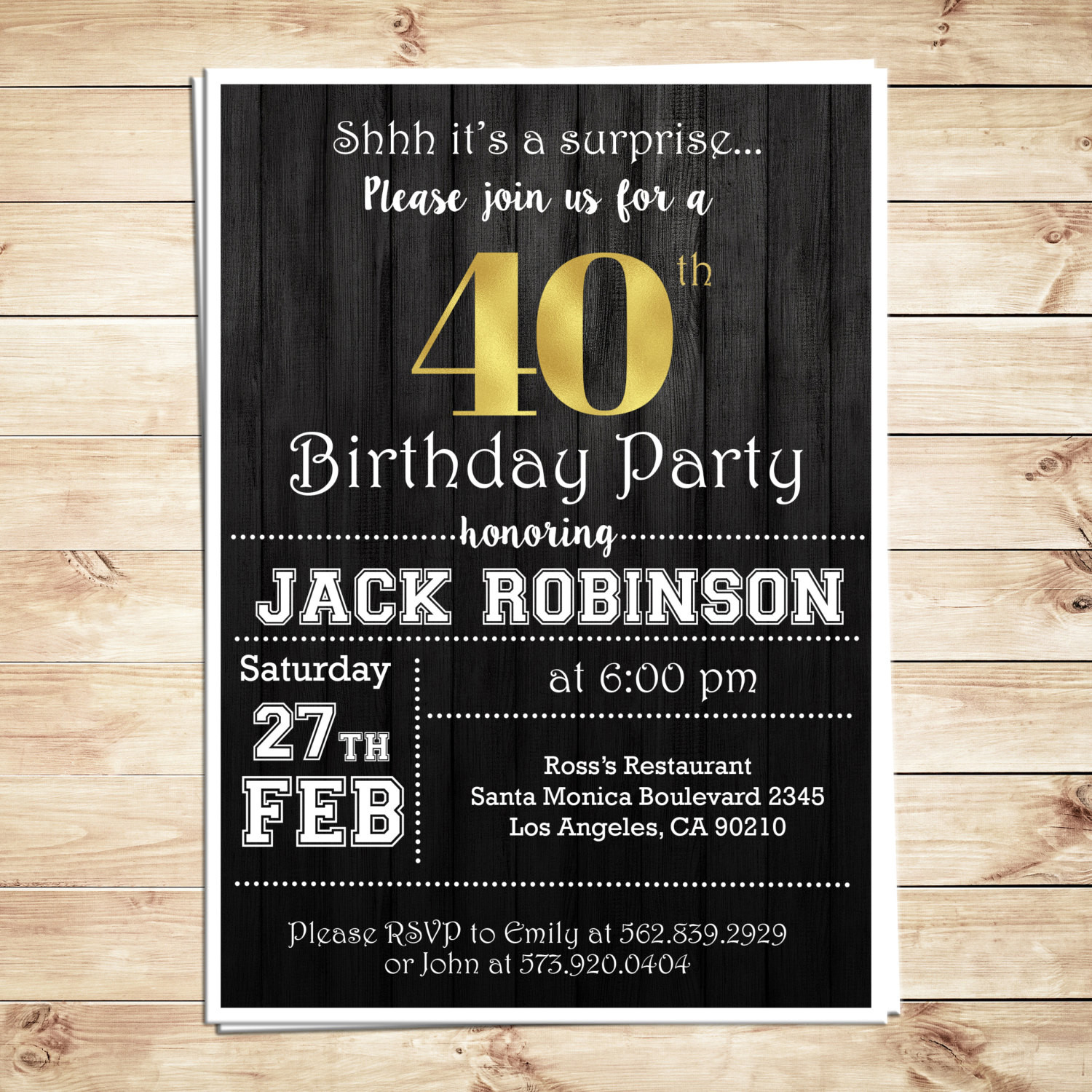 Best ideas about Surprise 40th Birthday Invitations
. Save or Pin Surprise 40th birthday party invitations for him Men 40th Now.