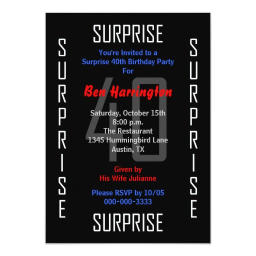 Best ideas about Surprise 40th Birthday Invitations
. Save or Pin Surprise 40th Birthday Party Invitation 40 Now.