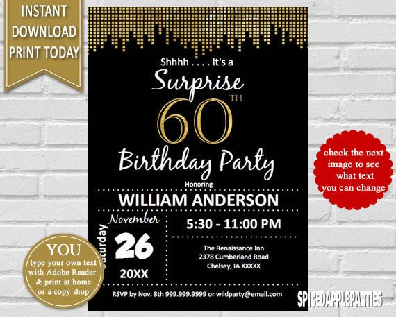 Best ideas about Surprise 60th Birthday Invitations
. Save or Pin Surprise 60th Birthday Invitation 60th Birthday Invite Now.