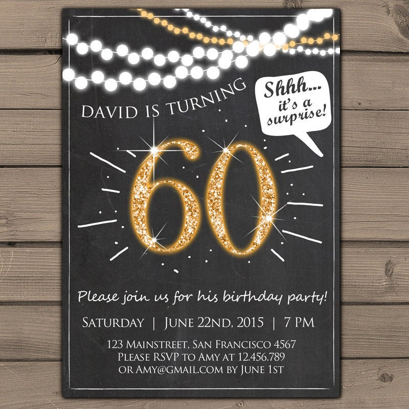 Best ideas about Surprise 60th Birthday Invitations
. Save or Pin 60th birthday invitation Gold Glitter Surprise Party Now.