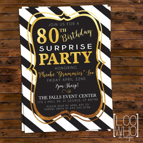 Best ideas about Surprise 80th Birthday Party Invitations
. Save or Pin SURPRISE Birthday Invitation Printable 80th Birthday Now.