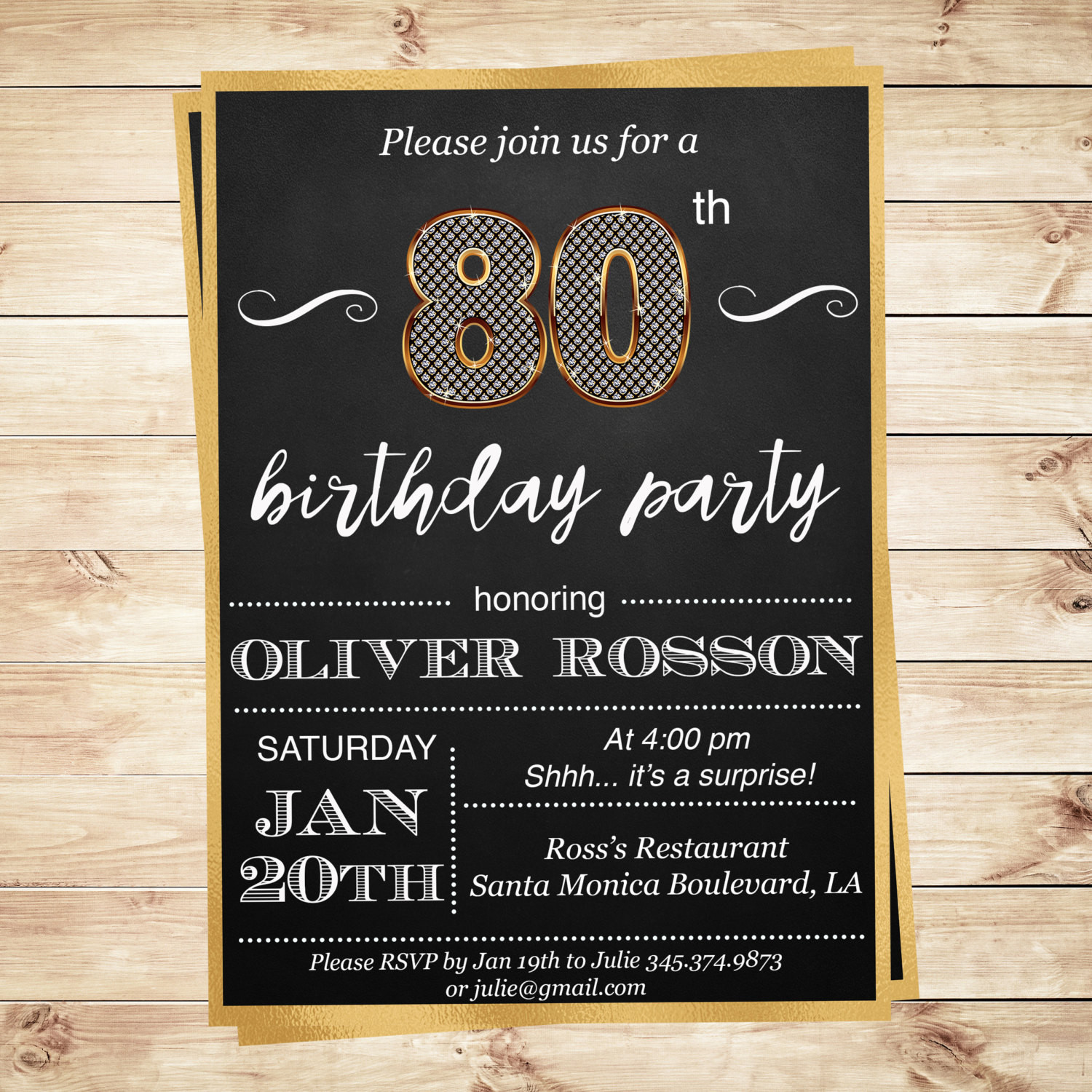 Best ideas about Surprise 80th Birthday Party Invitations
. Save or Pin 80th Birthday surprise party invitation by DIYPartyInvitation Now.