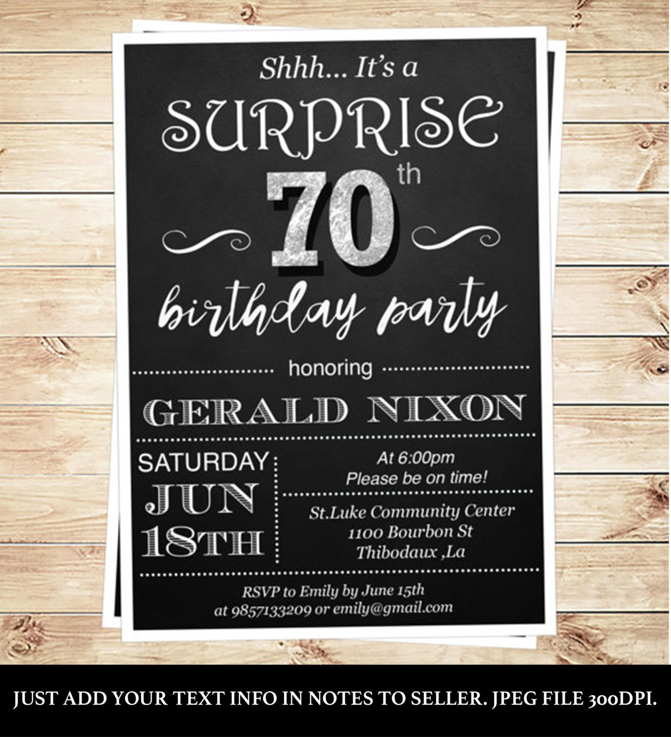 Best ideas about Surprise Birthday Invitations
. Save or Pin Surprise 70 birthday party invitations by DIYPartyInvitation Now.