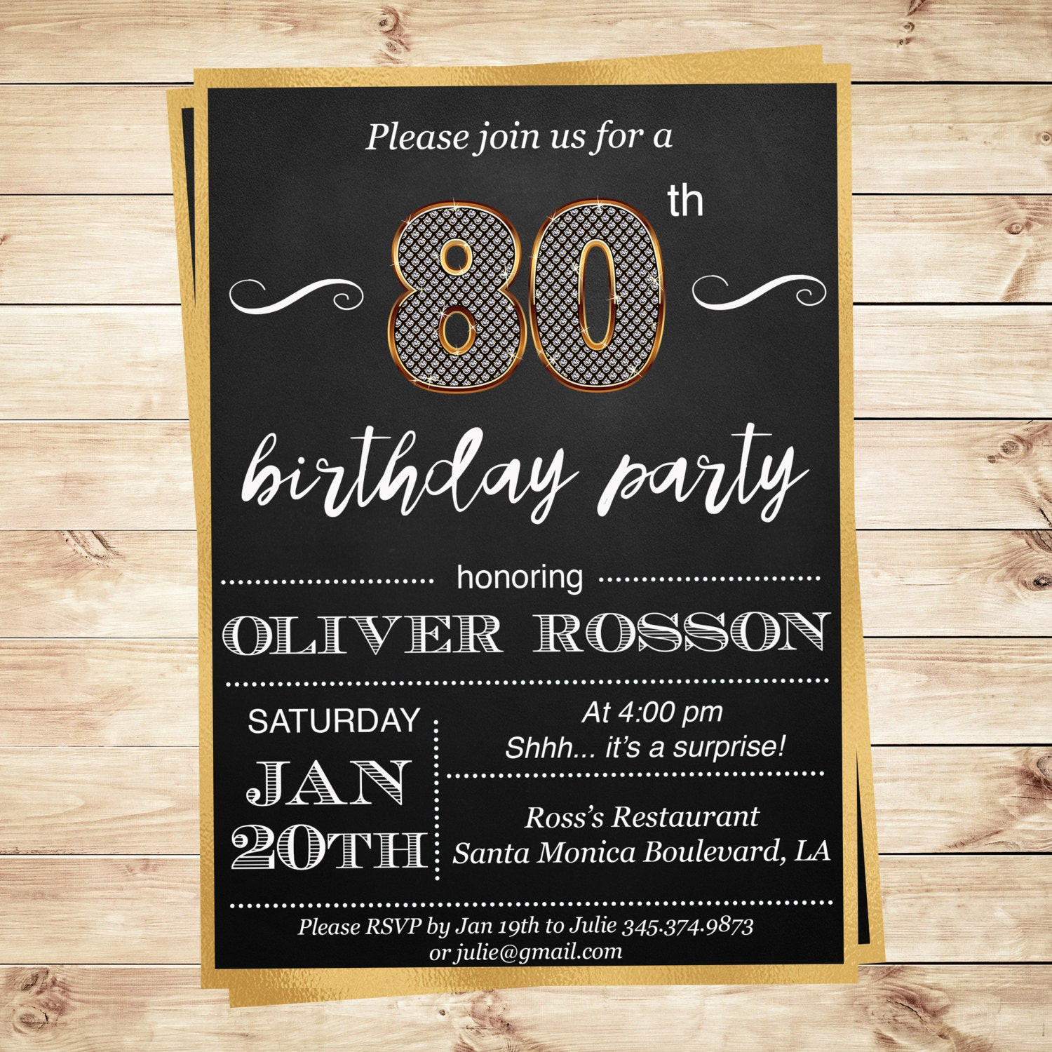 Best ideas about Surprise Birthday Invitations
. Save or Pin 80th Birthday surprise party invitation by DIYPartyInvitation Now.