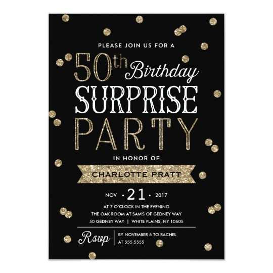 Best ideas about Surprise Birthday Invitations
. Save or Pin 50th Glitter Confetti Surprise Party Invitation Now.