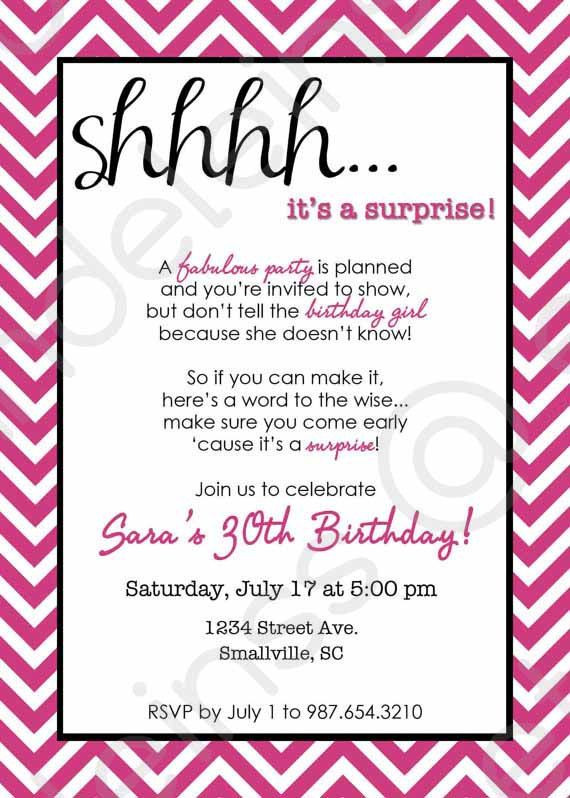Best ideas about Surprise Birthday Invitations Wording
. Save or Pin Chevron Surprise Party Invitation Now.