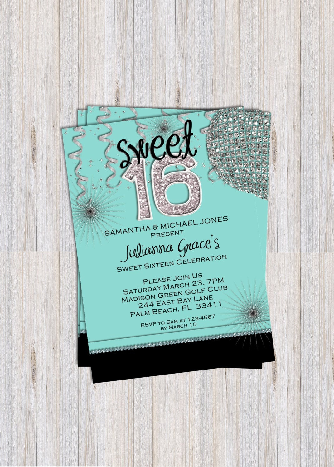 Best ideas about Sweet 16 Birthday Invitations
. Save or Pin Sweet 16 Birthday Invitation Quinceanera Blue Custom Now.