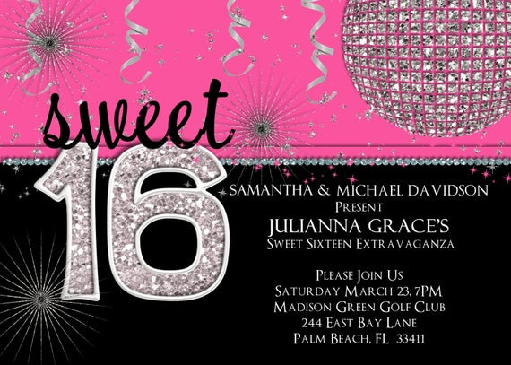 Best ideas about Sweet 16 Birthday Invitations
. Save or Pin Sweet 16 Birthday Invitation Hot Pink Custom and Printable Now.