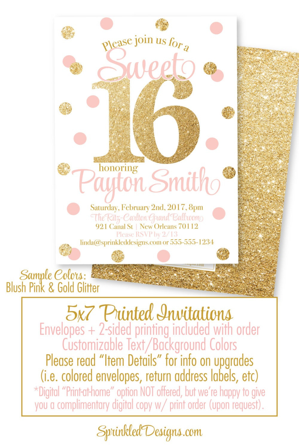 Best ideas about Sweet 16 Birthday Invitations
. Save or Pin Sweet 16 Invitations Pink and Gold Glitter Sweet Sixteen Now.