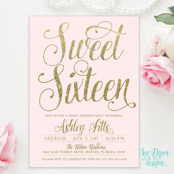 Best ideas about Sweet 16 Birthday Invitations
. Save or Pin Blush Pink & Gold Glitter Girl Sweet Sixteen 16th Birthday Now.